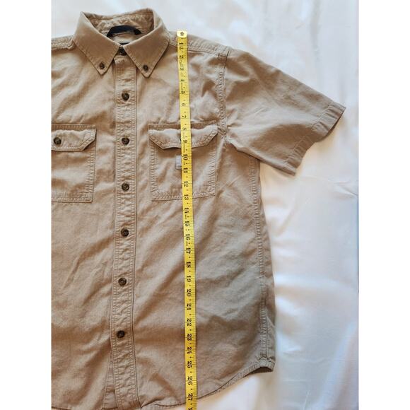 Carhartt S Loose Fit 104369-256 Short Sleeve Tan Chambray Work Shirt 100% Cotton - Picture 3 of 10